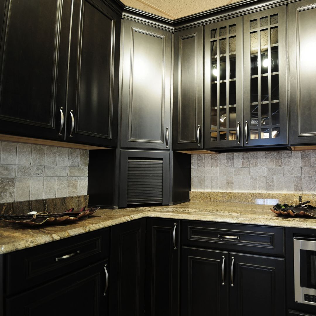 Kitchen cabinets black in Aubin Grove